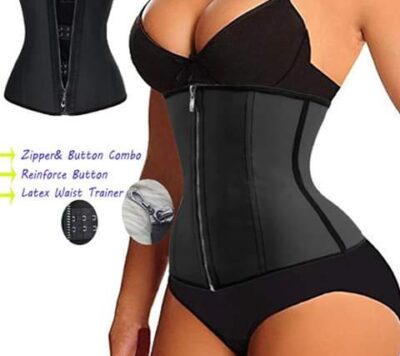 Double effect hooks and zip latex waist trainer
